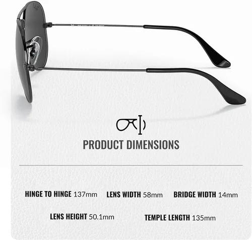 Vista 5 de Ray-Ban RB3025 AVIATOR TOTAL BLACK Pilot Shaped Sunglasses for Men & Women with Official RAYBAN Eyewear Kit