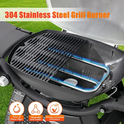 Vista 4 de Hisencn 65032 Tubo de quemador de parrilla para parrillas Weber Q3200, Q3000, Q320, Q300, 57060001, 404341, 586002, acero inoxidable 304, repuesto