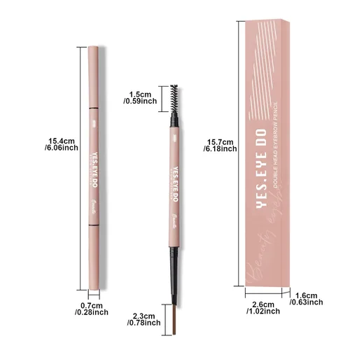 Vista 6 de Auburn - Lápiz de cejas con cepillo, lápiz de cejas rojo para mujer, ultra preciso, lápiz de cejas Aubrun impermeable, crea cejas tupidas esponjosas