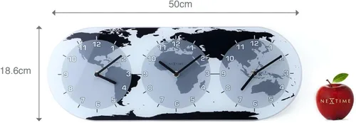 Vista 3 de NEXTIME Reloj de pared Mondial, transparente, (NT8108)