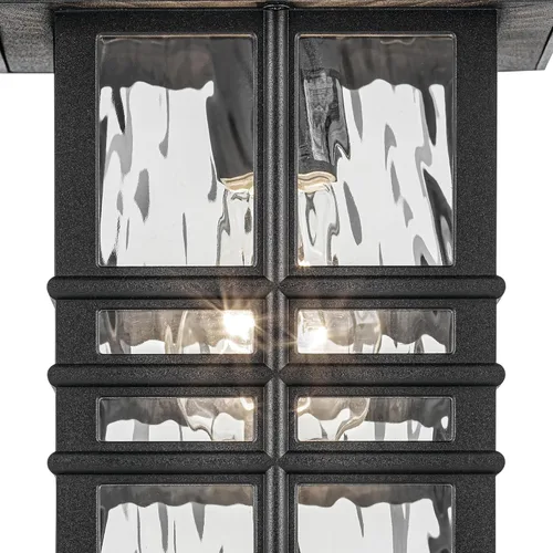 Vista 5 de Kichler Beacon 49829BKT - Lámpara de pared cuadrada de 12 pulgadas para exteriores con cristal martillado transparente en negro texturizado