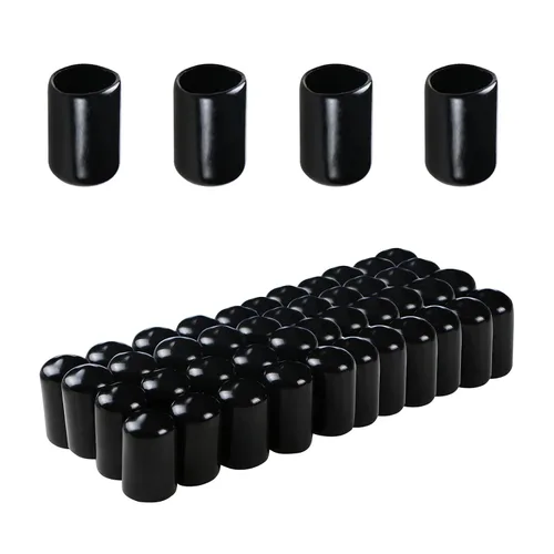 Vista 8 de Cubierta de tapa de extremo redondo de goma 0.08 pulgadas (0.079 in), protectores de rosca de tornillo de PVC flexible de tubería de tubería
