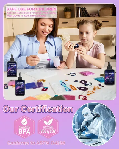 Vista 3 de Kit de Resina UV ButiResin 300g, Resina UV Transparente - Curado Rápido, Cristalino, Inodoro, Baja Viscosidad y Tipo Duro, Kit de Resina UV