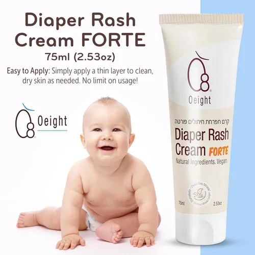 Vista 5 de Oeight Diaper Rash Cream Forte, fórmula dermatológicamente probada e hipoalergénica para la piel del bebé con ingredientes activos 100% naturales
