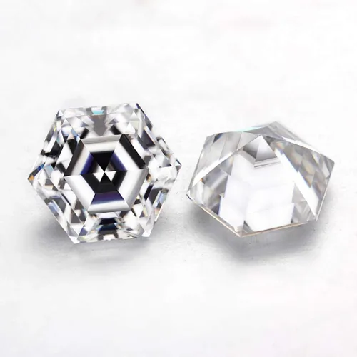 Vista 3 de Mois - Moissanita suelta de 2 quilates, diamante de moissanita incoloro, claridad VVS1, piedra preciosa brillante de corte hexagonal para hacer