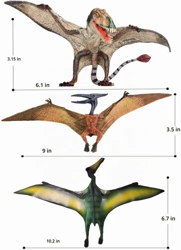 Vista 6 de Gemini&Genius 3 piezas de figuras de acción de pterodáctilo, dinosaurio volador realista, Pteranodon, juguetes de dinosaurio de pterosaurio