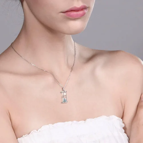 Vista 3 de Gem Stone King Collar con colgante de cristal de arena de plata de ley 925 (0.50 unidades, con cadena de 18 pulgadas), Metal Gema, Polvo de diamante