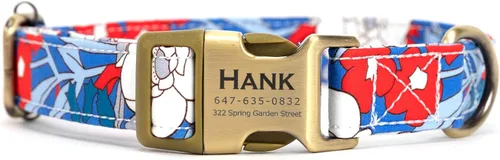 Vista 30 de Collar de perro personalizado con nombre y número de teléfono grabado, collar ajustable personalizado para cachorros, collar de algodón orgánico