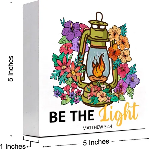 Vista 2 de Mattew - Letreros de madera con texto en inglés "Be the Light