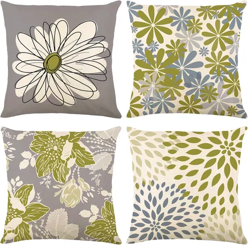 Vista 8 de Baidast Juego de 4 fundas de almohada decorativas marrones de 18 x 18 pulgadas, color marrón y gris, fundas de almohada modernas de lino
