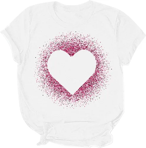 Vista 56 de Camisetas de manga corta con estampado de corazón para mujer, camisetas de ajuste regular, linda y divertida, ropa de regalo 2023
