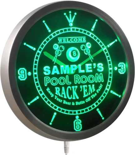 Vista 4 de ADVPRO ncpy-tm Pool Room Personalizado Tu Nombre Bar Pub Game Neon Sign LED Reloj de pared