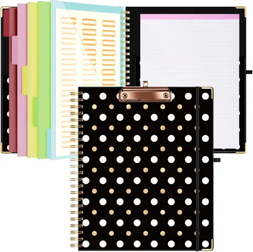 Vista 15 de Ospelelf Portapapeles con almacenamiento de 8.5 x 11, organizador de padfolio, cartera en espiral, tamaño carta con bloc de notas, soporte