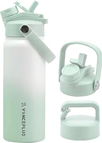 Vista 9 de Botella de agua de acero inoxidable de 32 onzas con tapa 2 en 1, botella de agua aislada al vacío de triple pared, a prueba de fugas, asa