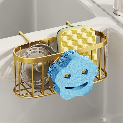 Vista 15 de SWTYMIKI Soporte de esponja para fregadero de cocina, organizador móvil para fregadero de cocina con gancho en forma de M, esponjas colgantes
