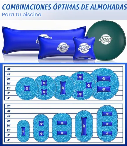 Vista 6 de Angooni Almohada de piscina resistente de 4 x 4 pies, PVC de 0.02 in