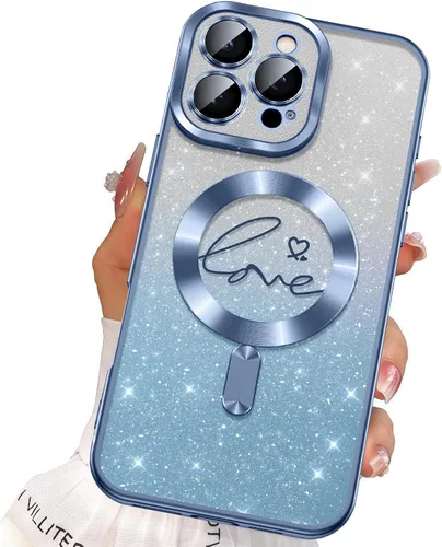 Vista 14 de Misscase Funda para iPhone 16 Pro Case Magnética con Purpurina con Protector Completo de Lente de Cámara, [Compatible con MagSafe] Linda Funda