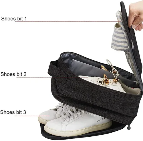 Vista 3 de Bolsas para viajes, paquete de 2, bolsa grande para zapatos con capacidad para 3 pares de zapatos para viajes, bolsa portátil para zapatos y bolsa
