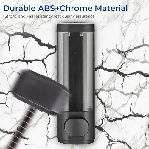 Vista 3 de Dispensador de ducha Pollock - Dispensador de champú y acondicionador sin taladro de 1 cámara para baño, de gran capacidad, negro