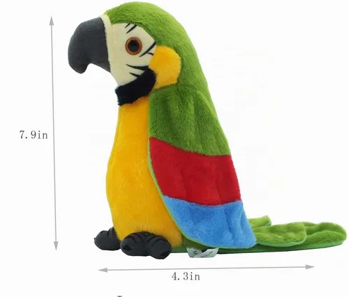 Vista 3 de Loro parlante, repite lo que dices, juguete electrónico de peluche para niños y niñas
