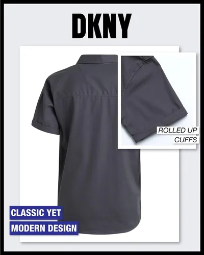 Vista 6 de DKNY Camisa de niño - Camisa de manga corta con botones (talla 8-20)