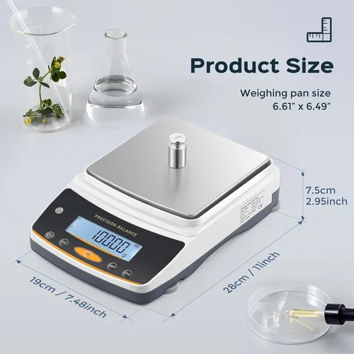 Vista 7 de Bonvoisin Báscula de laboratorio: 176.37 oz x 0.00 oz, báscula digital recargable con interfaz RS232, precisión de 0.00 oz