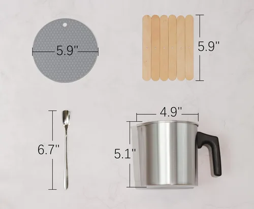 Vista 2 de Aroparc Olla para hacer velas, 1200ml / 40 oz, olla de cera de doble caldera de 2 libras, jarra de vertido para hacer velas con cuchara, dispositivo
