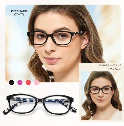 Vista 3 de EYEGUARD - Gafas de lectura con lunares de moda para mujer, 4 pares con bisagra de resorte
