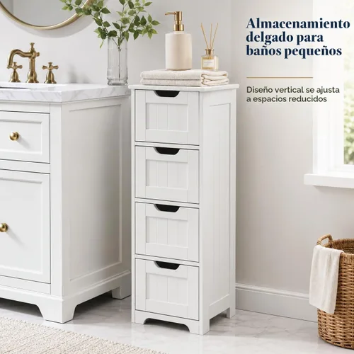 Vista 3 de RASOO Armario de almacenamiento de baño delgado con 4 cajones para espacios