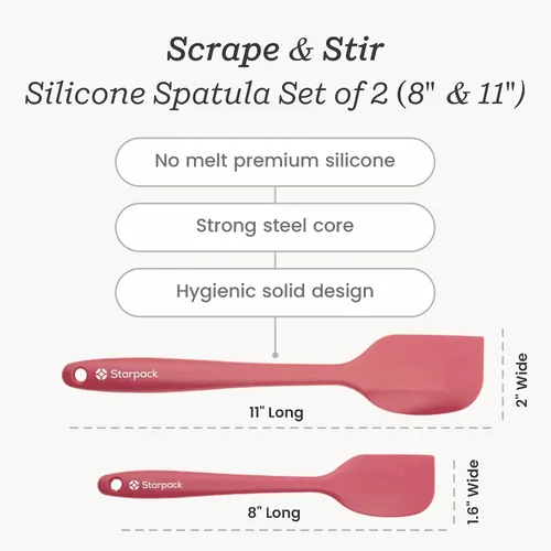 Vista 5 de Starpack - Juego de espátulas de silicona «Scrape & Stir» (2 piezas) – Juego de espátulas resistentes al calor a 600 °F – Espátulas de cocina
