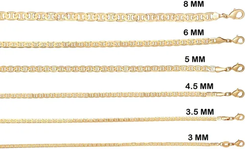 Vista 4 de Barzel Collar de cadena marinero chapado en oro de 18 quilates para mujer, collar de oro marino plano