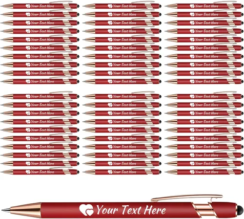Vista 14 de Bolígrafos personalizados con lápiz capacitivo, bolígrafos con nombre impresos personalizados con tinta negra, impresos con tu logotipo o mensaje