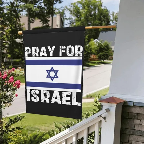 Vista 5 de Bandera de jardín con texto en inglés "I Stand With Israel" de 12 x 18 pulgadas, bandera de jardín fuerte de Israel, bandera de jardín con texto
