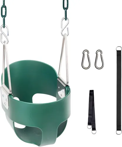 Vista 11 de KINSPORY Columpio para niños pequeños, cadenas de hierro resistente recubiertas de 59", columpio para bebé al aire libre, asiento tipo cubeta