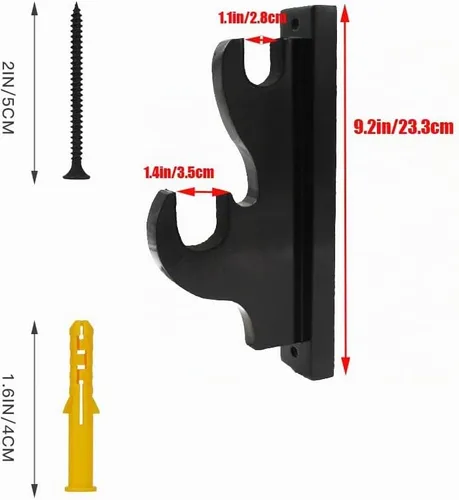 Vista 2 de Soporte de pared para espada, 1 par de soporte de espada de gancho, gancho de espada, madera maciza de dos capas montado en la pared, soporte