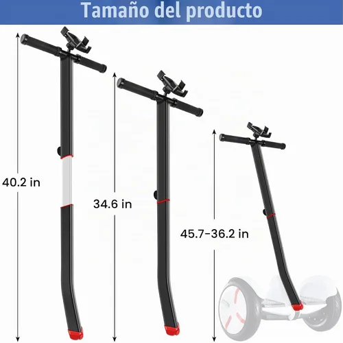 Vista 2 de ToLanbbt Manillar de patinete ajustable para Segway Ninebot Mini PRO con soporte para teléfono, control de palanca de liberación de presión de Negro
