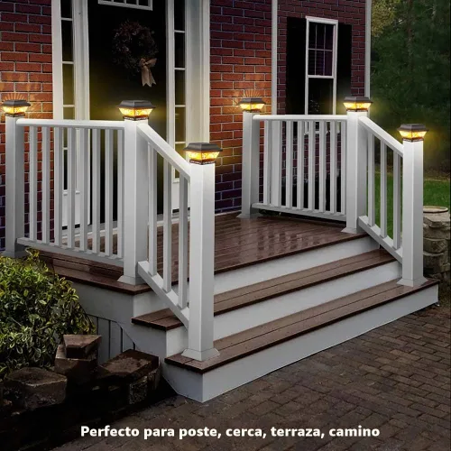 Vista 3 de DenicMic Luces solares para postes de metal impermeables para exteriores Negro