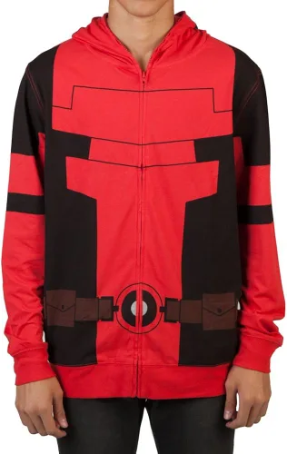 Vista 4 de Marvel Deadpool - Sudadera con capucha para hombre (talla XL), color rojo, Rojo