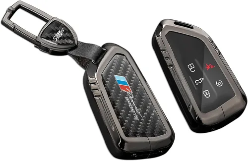 Vista 20 de Funda para llavero BMW con llavero, fibra de carbono real, protección de aleación de zinc, compatible con BMW 1 3 4 5 6 7 Series X1 X3 X4 M5 M6 GT3