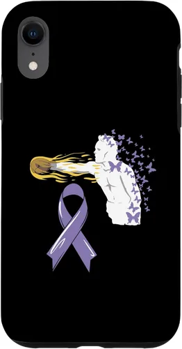 Vista 8 de Funda para iPhone 14 con cinta de concientización sobre el cáncer, color lavanda, sobreviviente de lucha contra el cáncer