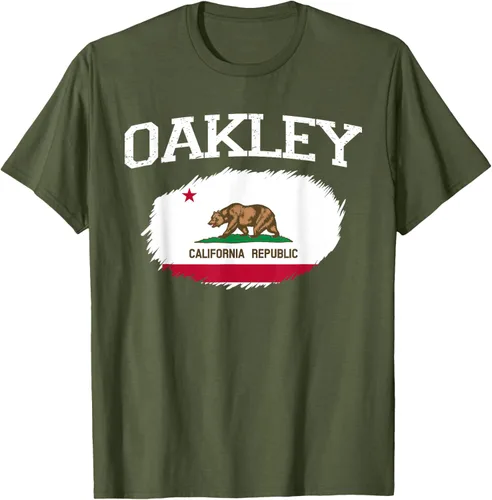 Vista 83 de OAKLEY CA CALIFORNIA Flag Vintage USA Sports Hombre Mujer Camiseta, Negro