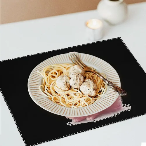 Vista 6 de Juego de 6 manteles individuales de conejo de angora, resistentes y lavables, para decoración de mesa de cena y fiesta