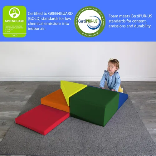 Vista 4 de FDP SoftScape - Gimnasio de interiores para bebés y niños pequeños hecho de escalones de espuma suave y PU de colores, ideal para gatear, escalar
