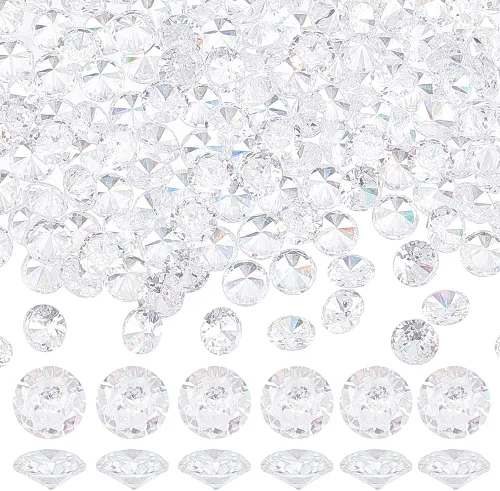 Vista 8 de PH PandaHall 150 cuentas de piedra de circonita cúbica, 5 tamaños, colgantes de diamantes de imitación transparentes con agujero de 0.039 pulgadas