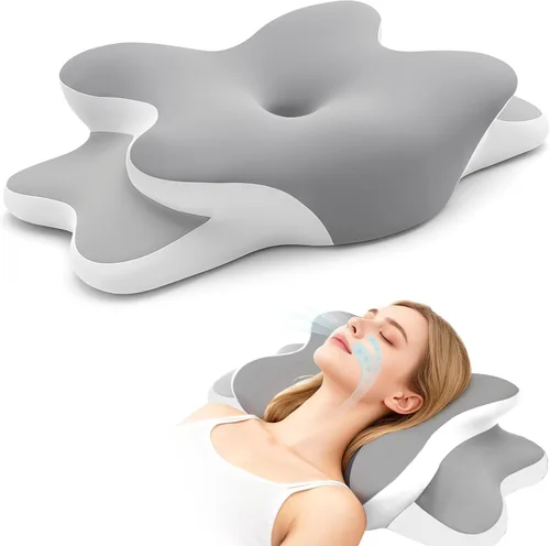 Vista 11 de Almohada para la apnea del sueño con alivio del dolor de cuello y ronquidos, almohada cervical ortopédica, almohada ergonómica de espuma