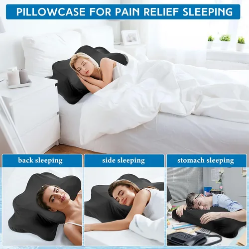 Vista 5 de Hahafelt Funda de almohada cervical refrescante con cierre de sobre (solo funda de almohada) Funda de almohada ergonómica para el cuello, funda