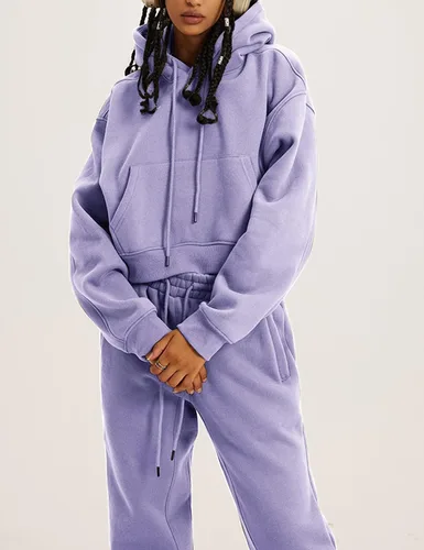 Vista 17 de Kissonic Conjunto deportivo de forro polar para mujer, 2 piezas, sudadera con capucha y pantalones deportivos