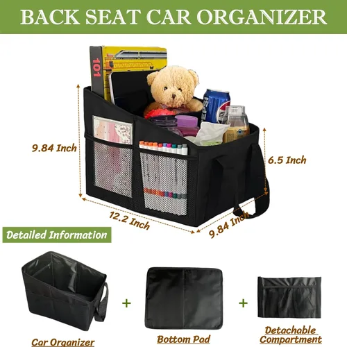 Vista 3 de BLIRITEL Organizador de asiento de automóvil para asiento delantero y trasero, organizador de asiento de pasajero, organizador de almacenamiento