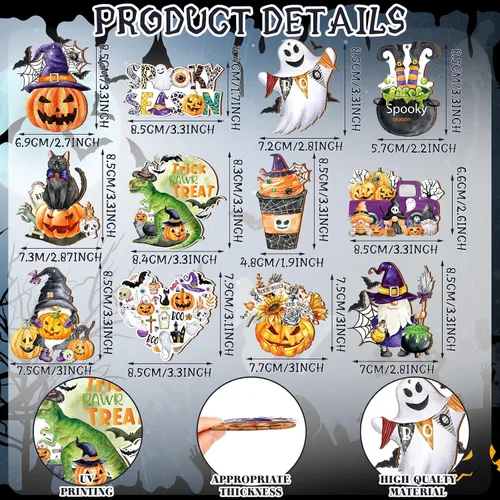 Vista 2 de 36 adornos colgantes de madera de Halloween, calabaza, murciélago, fantasma, gato negro, colgante de rebanadas, decoración de madera para el hogar