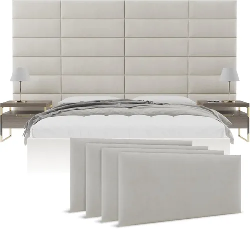 Vista 19 de Vänt - Paneles tapizados de pared, cabeceros de pared tamaño Queen/Full, color beige boucle, juego de 4 paneles
